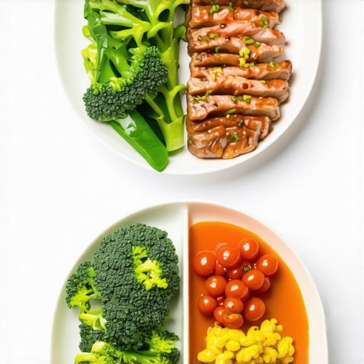 Colorful plate illustrating balanced diet for medication-supported weight loss.