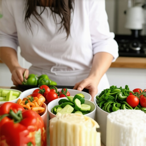 A person organizing meal containers with nutritious food for weight loss