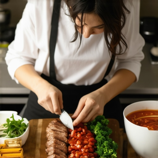 Person chopping vegetables and preparing a nutritious meal in a kitchen.