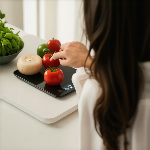 Meal Planning Tools for Weight Loss Medications Person measuring ingredients and logging food on a smartphone app for weight management.