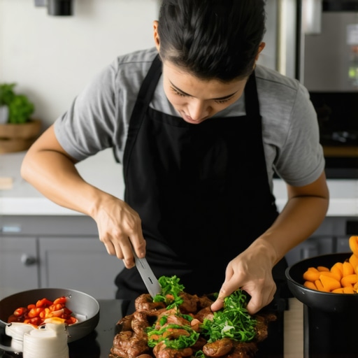 Meal prep for muscle preservation during medication-assisted weight loss Person measuring portions and preparing high-protein meals in kitchen