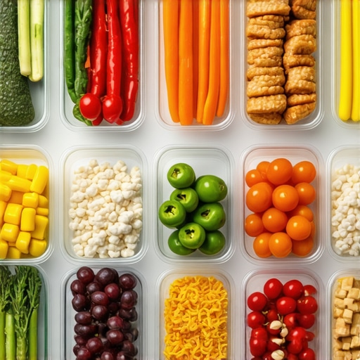 A variety of healthy prepared meals ready for the week on a kitchen counter