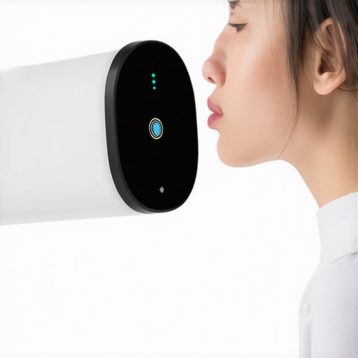 Person using a breath analysis device to monitor metabolic rate for weight management