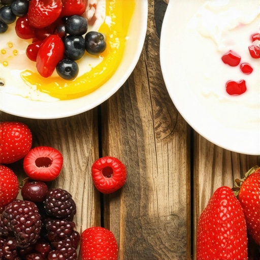 A colorful, balanced breakfast featuring eggs, berries, and yogurt to support weight loss medications
