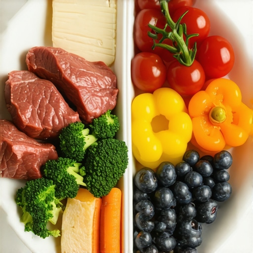 Optimized Meal for Medication Support Healthy meal plate showing protein, vegetables, and fats to support appetite suppressants