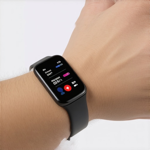 A person checking their health data on a digital fitness tracker