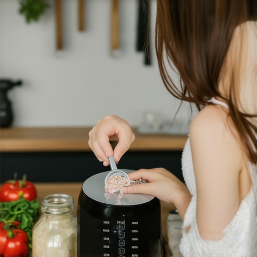 Person using a digital kitchen scale to measure ingredients for healthy meal prep, supporting medication-assisted weight loss.