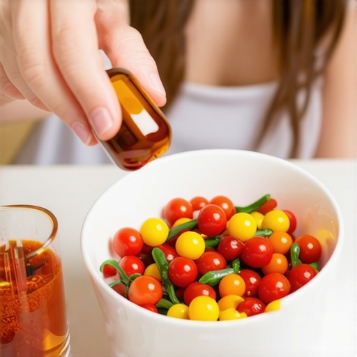Person taking digestive enzymes with meal to improve digestion.